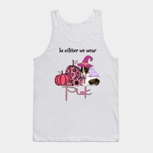 In October We Wear Pink - Halloween Pink Frenchie Dog Witch Pumpkin Tank Top